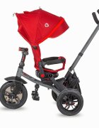 COCCOLLE Tricicleta pentru copii Pianti Ruby Red multifunctionala cu roti din cauciuc gonflabil sezut moale si ajustabil cu sistem de rotire 360 grade 2 tipuri de suporti de picioare si saculet jucarii