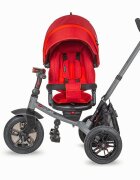 COCCOLLE Tricicleta pentru copii Pianti Ruby Red multifunctionala cu roti din cauciuc gonflabil sezut moale si ajustabil cu sistem de rotire 360 grade 2 tipuri de suporti de picioare si saculet jucarii