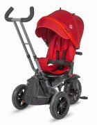COCCOLLE Tricicleta pentru copii Pianti Ruby Red multifunctionala cu roti din cauciuc gonflabil sezut moale si ajustabil cu sistem de rotire 360 grade 2 tipuri de suporti de picioare si saculet jucarii