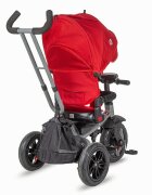 COCCOLLE Tricicleta pentru copii Pianti Ruby Red multifunctionala cu roti din cauciuc gonflabil sezut moale si ajustabil cu sistem de rotire 360 grade 2 tipuri de suporti de picioare si saculet jucarii