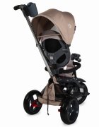 COCCOLLE Tricicleta pentru copii Velo Bej 4 in 1 multifunctionala pliabila sezut reversibil de la 9 luni spatar reglabil pozitie somn suport picioare