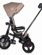 COCCOLLE Tricicleta pentru copii Velo Bej 4 in 1 multifunctionala pliabila sezut reversibil de la 9 luni spatar reglabil pozitie somn suport picioare