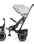 COCCOLLE Tricicleta pentru copii Venti Greystone multifunctionala cu spatar ajustabil cu pozitie de somn sezut rotativ 360 grade roti de cauciuc 2 seturi de suporti de picioare de la 10 luni pana la 25 kg