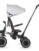 COCCOLLE Tricicleta pentru copii Venti Greystone multifunctionala cu spatar ajustabil cu pozitie de somn sezut rotativ 360 grade roti de cauciuc 2 seturi de suporti de picioare de la 10 luni pana la 25 kg