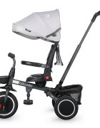 COCCOLLE Tricicleta pentru copii Venti Greystone multifunctionala cu spatar ajustabil cu pozitie de somn sezut rotativ 360 grade roti de cauciuc 2 seturi de suporti de picioare de la 10 luni pana la 25 kg