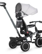 COCCOLLE Tricicleta pentru copii Venti Greystone multifunctionala cu spatar ajustabil cu pozitie de somn sezut rotativ 360 grade roti de cauciuc 2 seturi de suporti de picioare de la 10 luni pana la 25 kg