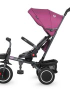 COCCOLLE Tricicleta pentru copii Venti Magenta multifunctionala cu spatar ajustabil cu pozitie de somn sezut rotativ 360 grade roti de cauciuc 2 seturi de suporti de picioare de la 10 luni pana la 25 kg