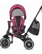 COCCOLLE Tricicleta pentru copii Vispo Magenta multifunctionala pliabila scaun reversibil rotire 360 grade pozitie somn sistem roata libera 2 seturi suport de picioare si cadru din aliaj de magneziu