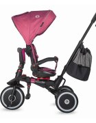 COCCOLLE Tricicleta pentru copii Vispo Magenta multifunctionala pliabila scaun reversibil rotire 360 grade pozitie somn sistem roata libera 2 seturi suport de picioare si cadru din aliaj de magneziu