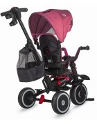 COCCOLLE Tricicleta pentru copii Vispo Magenta multifunctionala pliabila scaun reversibil rotire 360 grade pozitie somn sistem roata libera 2 seturi suport de picioare si cadru din aliaj de magneziu