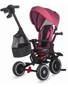 COCCOLLE Tricicleta pentru copii Vispo Magenta multifunctionala pliabila scaun reversibil rotire 360 grade pozitie somn sistem roata libera 2 seturi suport de picioare si cadru din aliaj de magneziu