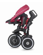 COCCOLLE Tricicleta pentru copii Vispo Magenta multifunctionala pliabila scaun reversibil rotire 360 grade pozitie somn sistem roata libera 2 seturi suport de picioare si cadru din aliaj de magneziu