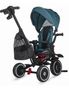 COCCOLLE Tricicleta pentru copii Vispo Turquoise Tide multifunctionala pliabila scaun reversibil rotire 360 grade pozitie somn sistem roata libera 2 seturi suport de picioare si cadru din aliaj de magneziu