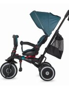 COCCOLLE Tricicleta pentru copii Vispo Turquoise Tide multifunctionala pliabila scaun reversibil rotire 360 grade pozitie somn sistem roata libera 2 seturi suport de picioare si cadru din aliaj de magneziu