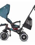 COCCOLLE Tricicleta pentru copii Vispo Turquoise Tide multifunctionala pliabila scaun reversibil rotire 360 grade pozitie somn sistem roata libera 2 seturi suport de picioare si cadru din aliaj de magneziu