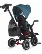 COCCOLLE Tricicleta pentru copii Vispo Turquoise Tide multifunctionala pliabila scaun reversibil rotire 360 grade pozitie somn sistem roata libera 2 seturi suport de picioare si cadru din aliaj de magneziu