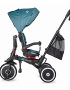 COCCOLLE Tricicleta pentru copii Vispo Turquoise Tide multifunctionala pliabila scaun reversibil rotire 360 grade pozitie somn sistem roata libera 2 seturi suport de picioare si cadru din aliaj de magneziu