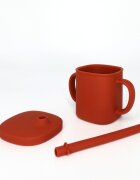 Coccorito Cana cu pai si capac din silicon Red 180 ml