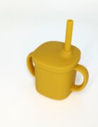Coccorito Cana cu pai si capac din silicon Yellow 180 ml