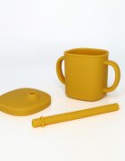 Coccorito Cana cu pai si capac din silicon Yellow 180 ml