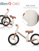 Colibro Bicicleta de echilibru pentru copii fara pedale pliabila cu scaunelul si ghidonul reglabile pe inaltime cu roti din cauciuc de 12 inch Ciao Milky White
