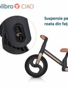 Colibro Bicicleta de echilibru pentru copii fara pedale pliabila cu scaunelul si ghidonul reglabile pe inaltime cu roti din cauciuc de 12 inch Ciao Street Gray