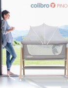 Colibro Patut nou nascut Pino Dove 90x53 cm cu saltea si protectie contra insectelor picioare de lemn