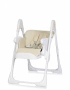 Colibro Scaun de masa multifunctional 2 in 1 pliabil reglabil pe inaltime cu Centura de siguranta si 2 tavite de servire Noto Almond
