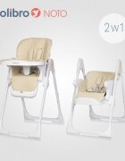 Colibro Scaun de masa multifunctional 2 in 1 pliabil reglabil pe inaltime cu Centura de siguranta si 2 tavite de servire Noto Almond