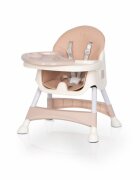 Colibro Scaun de masa multifunctional 4 in 1 Pliabil cu Cos de depozitare cu ham de siguranta Tavita dubla detasabila 70 x 56 x 92 cm greutate 3.8 kg Picolo Crystal Pink