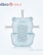Colibro Set cadita pliabila pentru copii Space cu pernuta si termometru integrat dimensiune 84 x 48 cm capacitate 40L Cloudy Blue