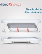 Colibro Set cadita pliabila pentru copii Space cu pernuta si termometru integrat dimensiune 84 x 48 cm capacitate 40L Cloudy Blue