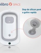 Colibro Set cadita pliabila pentru copii Space cu pernuta si termometru integrat dimensiune 84 x 48 cm capacitate 40L Cloudy Blue