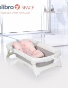 Colibro Set cadita pliabila pentru copii Space cu pernuta si termometru integrat dimensiune 84 x 48 cm capacitate 40L Sweet Pink
