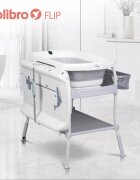 Colibro Set de baie 2 in 1 cu Masuta de infasat si Cadita de baie Flip cu termometru inaltime reglabila doua roti cu frane dimensiune 105 x 84 x 58 cm