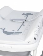 Colibro Set de baie 2 in 1 cu Masuta de infasat si Cadita de baie Flip cu termometru inaltime reglabila doua roti cu frane dimensiune 105 x 84 x 58 cm