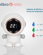 Colibro Termometru 3 in 1 pentru baie camera si jucarie cu display LED model Cosmonaut cu brate mobile dimensiune 5.5 x 7 cm
