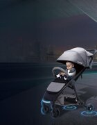 Combi Carucior cu pliere compacta si frana automata Japonia AuraStar Light Grey
