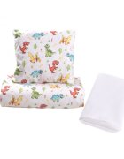 Confort Family Lenjerie 3 piese model Dinozauri + Protectie impermeabila patut 120x60 cm