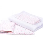 Confort Family Lenjerie 5 piese patut 120x60 cm bumbac model Stelute roz