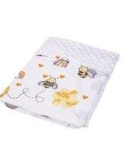 Confort Family Paturica din bumbac model albinute si plus minky alb 80x80 cm