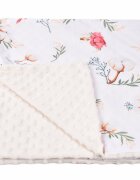 Confort Family Paturica din bumbac model flori de bumbac si plus minky crem 80x80 cm