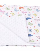 Confort Family Paturica din bumbac model fluturasi si plus minky alb 80x80 cm
