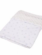 Confort Family Paturica din bumbac model stelute bleu si plus minky crem 80x80 cm