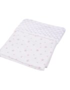 Confort Family Paturica din bumbac model stelute si plus minky alb 80x80 cm