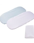 Confort Family Set 2 cearsafuri cosulet si landou 72x30 cm din bumbac alb bleu + protectie impermeabila