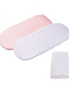 Confort Family Set 2 cearsafuri cosulet si landou 72x30 cm din bumbac alb roz + protectie impermeabila