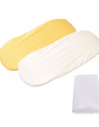 Confort Family Set 2 cearsafuri cosulet si landou 72x30 cm din bumbac crem galben + protectie impermeabila