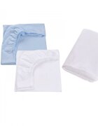 Confort Family Set 2 cearsafuri patut 120x60 cm din bumbac alb blue + protectie impermeabila