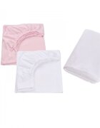 Confort Family Set 2 cearsafuri patut 90x50 cm bumbac alb roz + Protectie impermeabila